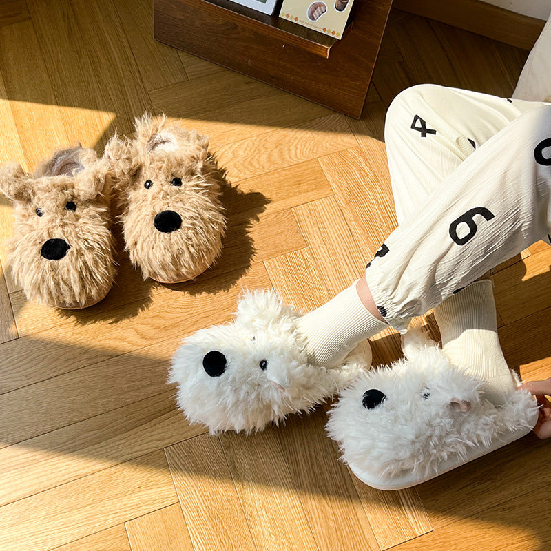 Fluffy Dog Slippers | Warm Plush Indoor Winter House Shoes