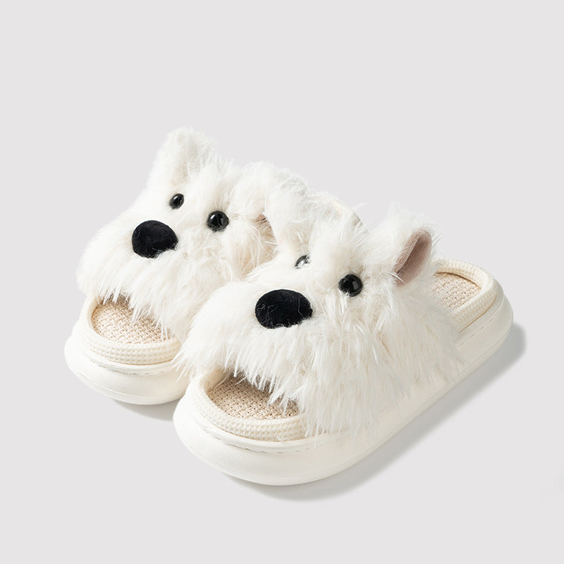 Fluffy Dog Slippers | Warm Plush Indoor Winter House Shoes