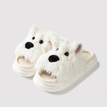 Fluffy Dog Slippers | Warm Plush Indoor Winter House Shoes