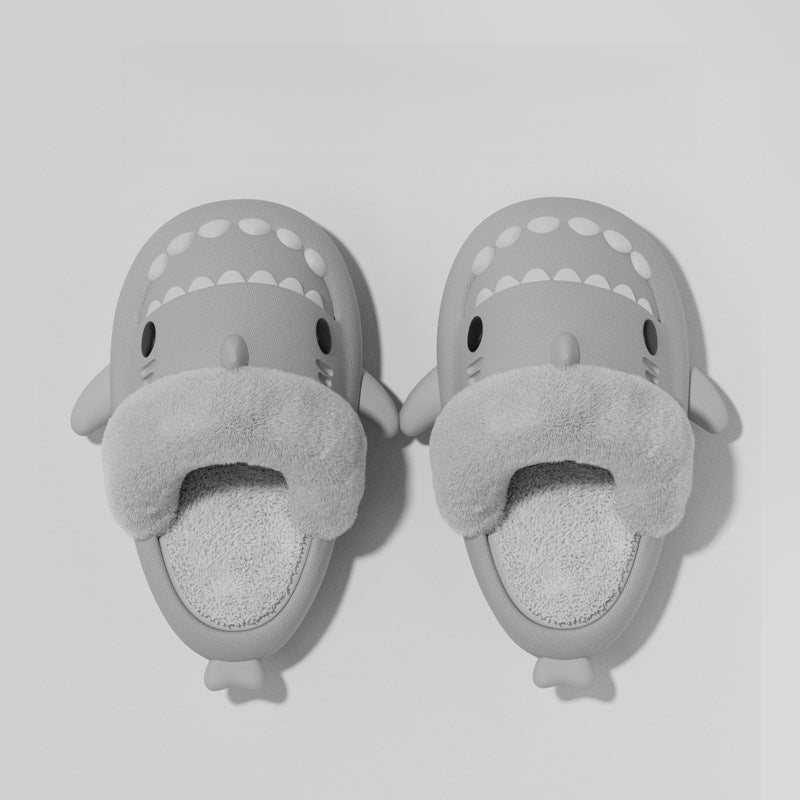 Warm Plush Shark Slippers | EVA Non-Slip Indoor Winter Shoes