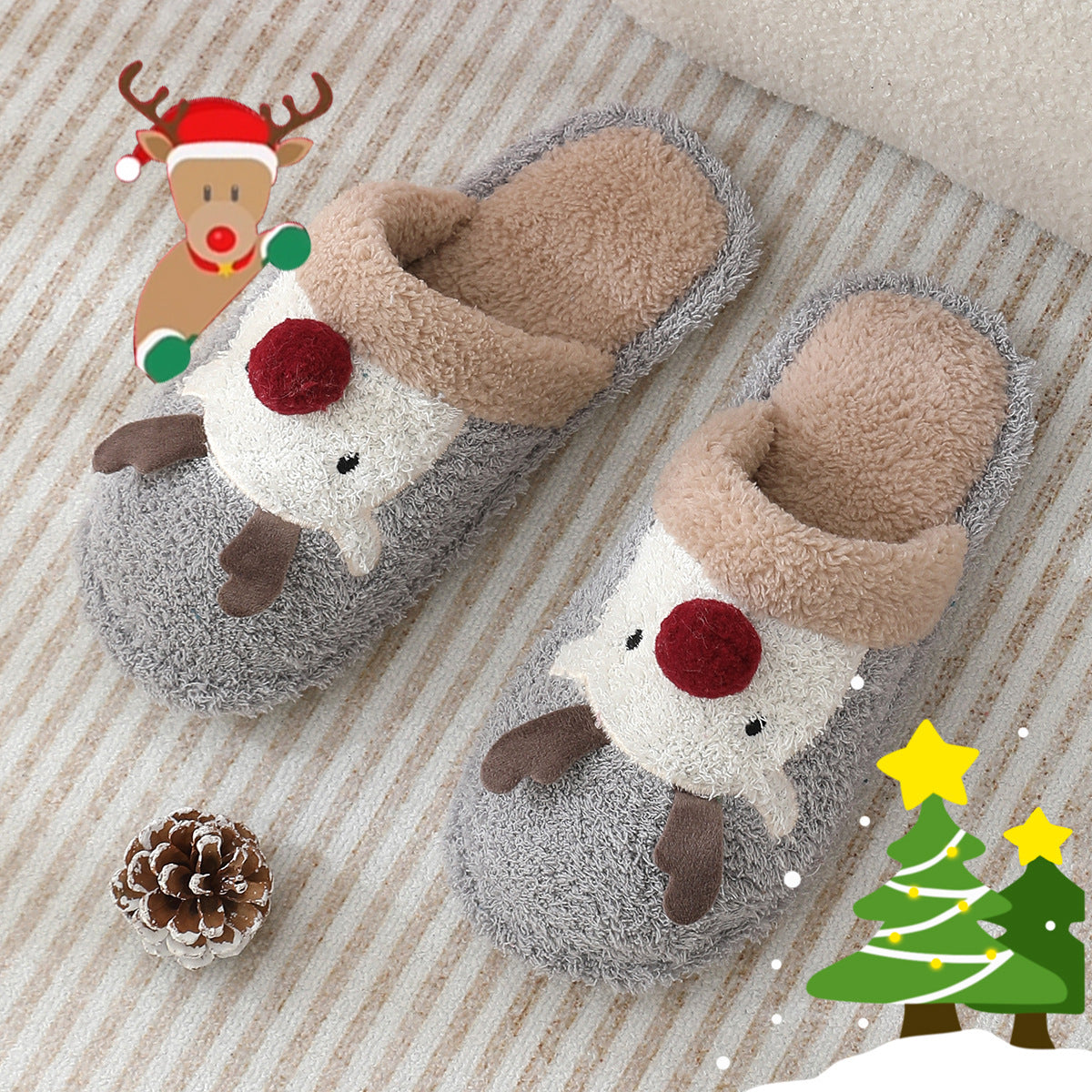 Reindeer Christmas Slippers