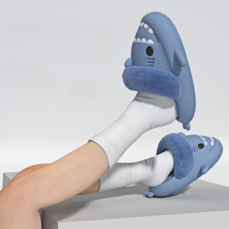 Warm Plush Shark Slippers | EVA Non-Slip Indoor Winter Shoes