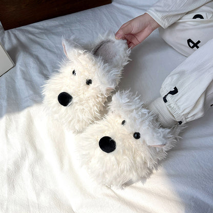 Fluffy Dog Slippers | Warm Plush Indoor Winter House Shoes