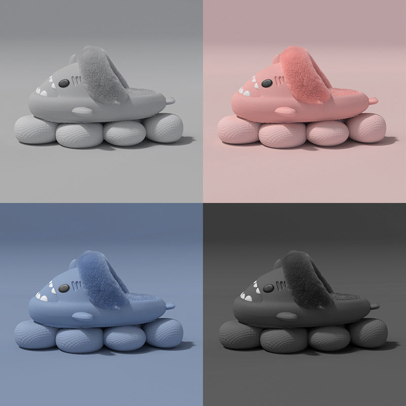 Warm Plush Shark Slippers | EVA Non-Slip Indoor Winter Shoes