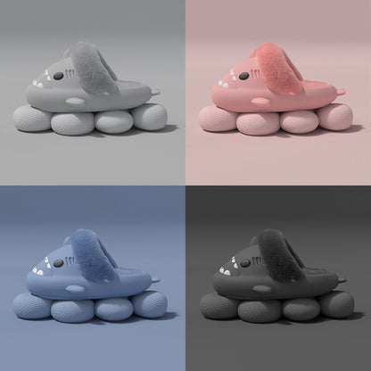 Warm Plush Shark Slippers | EVA Non-Slip Indoor Winter Shoes