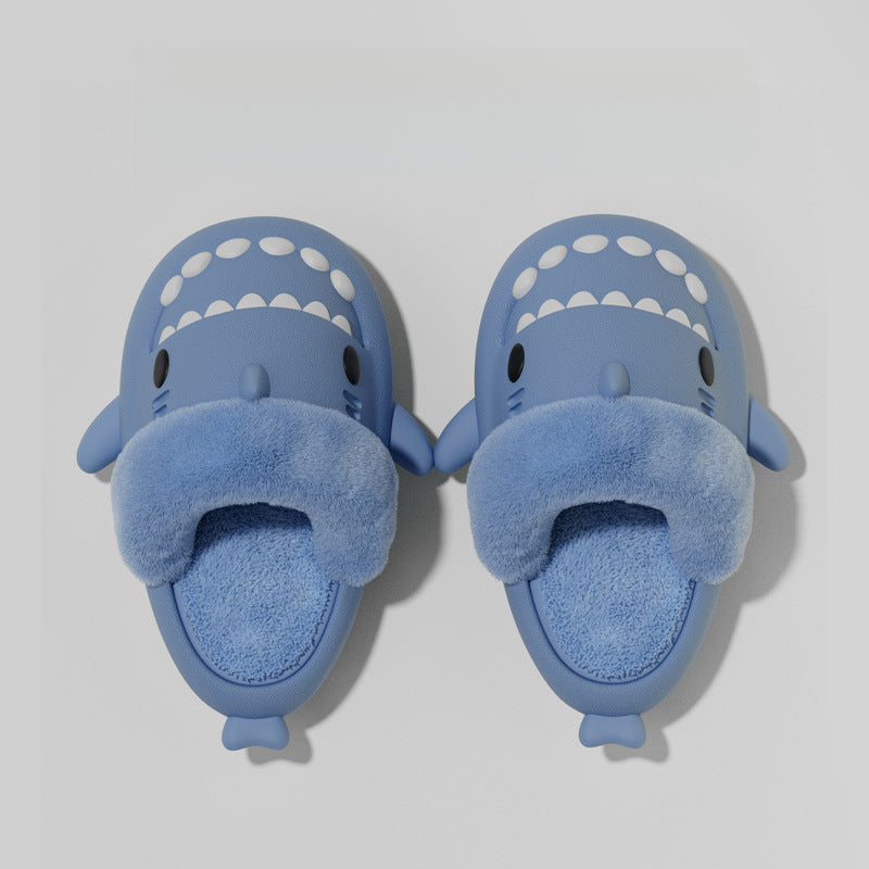Warm Plush Shark Slippers | EVA Non-Slip Indoor Winter Shoes
