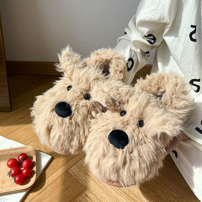 Fluffy Dog Slippers | Warm Plush Indoor Winter House Shoes