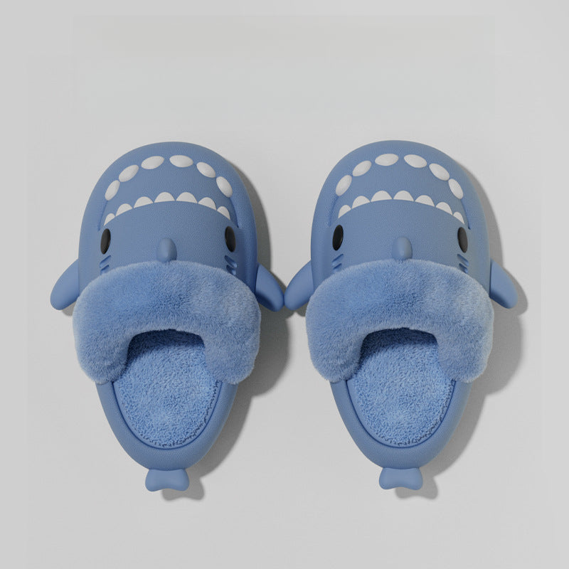 Warm Plush Shark Slippers | EVA Non-Slip Indoor Winter Shoes