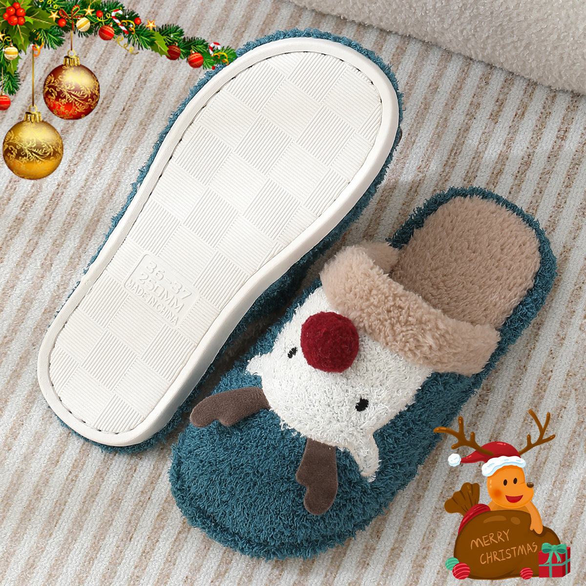 Reindeer Christmas Slippers