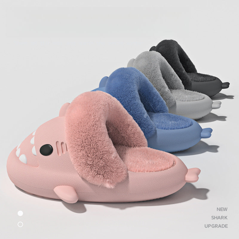 Warm Plush Shark Slippers | EVA Non-Slip Indoor Winter Shoes