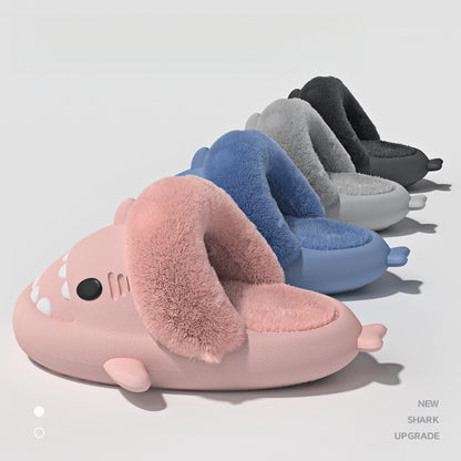 Warm Plush Shark Slippers | EVA Non-Slip Indoor Winter Shoes