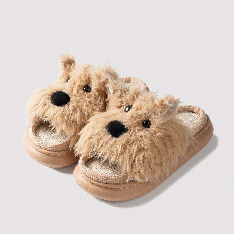 Fluffy Dog Slippers | Warm Plush Indoor Winter House Shoes