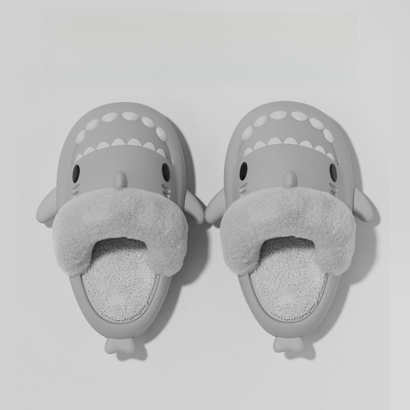 Warm Plush Shark Slippers | EVA Non-Slip Indoor Winter Shoes