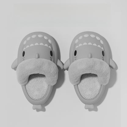Warm Plush Shark Slippers | EVA Non-Slip Indoor Winter Shoes