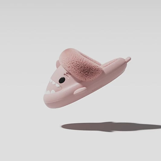 Warm Plush Shark Slippers | EVA Non-Slip Indoor Winter Shoes